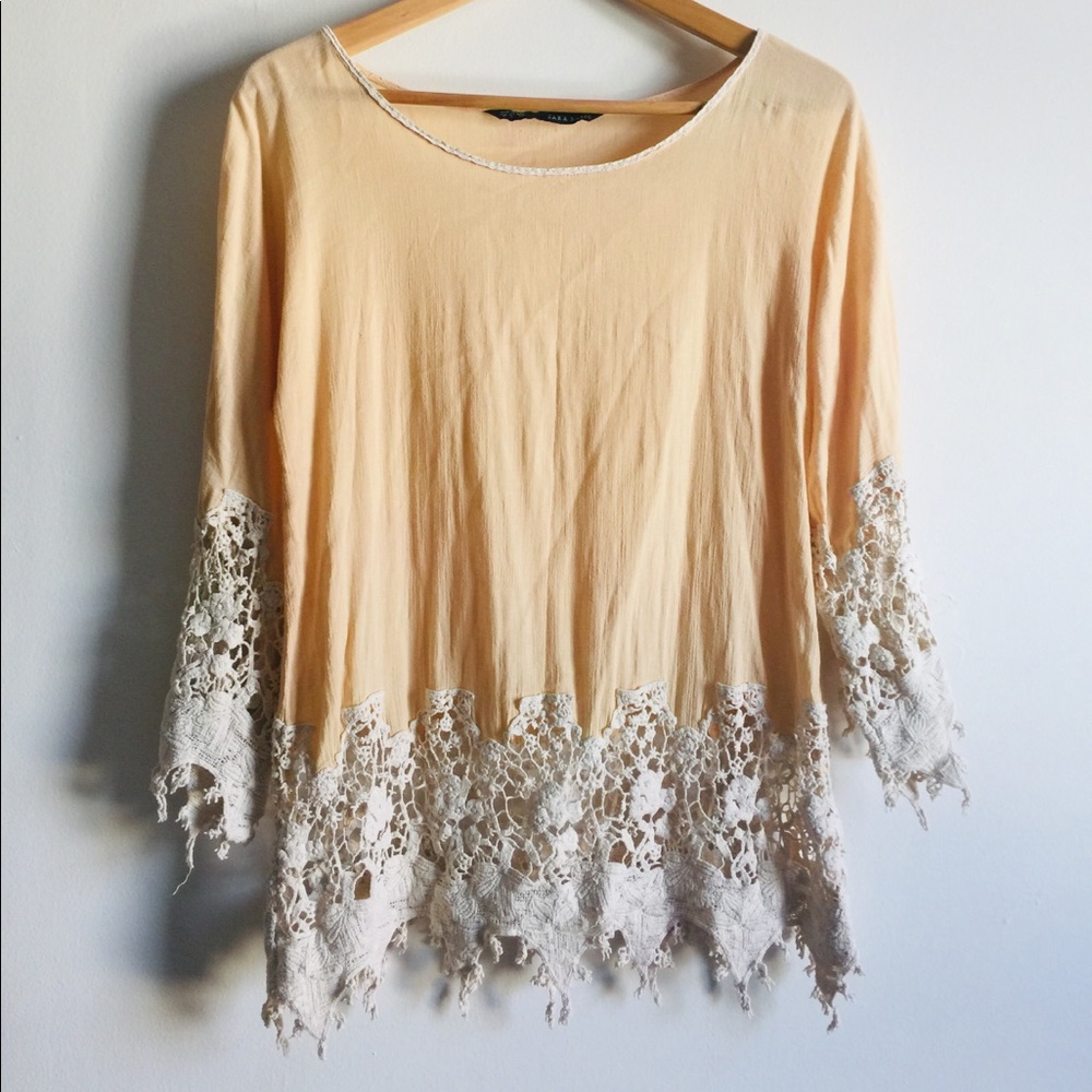 Zara top with delicate crochet details